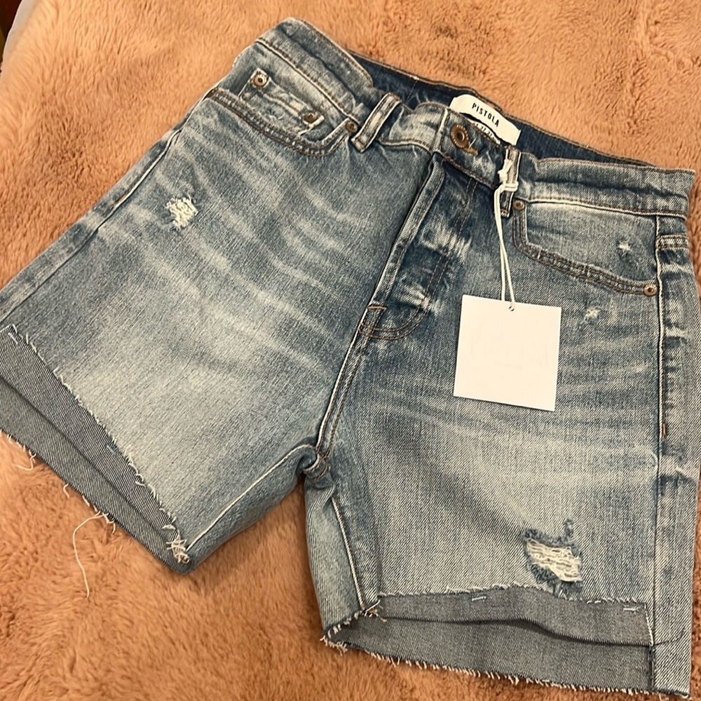 Pistola high rise mom fit cut offs- light blue size 27 NWT